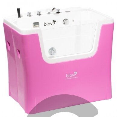 "Blovi Professional Grooming SPA" 120x73x95 cm - ozono vonia su "Milky SPA Micro Bubble" technologija ir hidromasažu, rožinės ir baltos spalvos 2 "Blovi Professional Grooming SPA" 120x73x95 cm - ozono vonia su "Milky SPA Micro Bubble" technologija ir hidromasažu, rožinės ir baltos spalvos 2