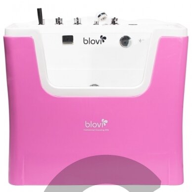 "Blovi Professional Grooming SPA" 120x73x95 cm - ozono vonia su "Milky SPA Micro Bubble" technologija ir hidromasažu, rožinės ir baltos spalvos "Blovi Professional Grooming SPA" 120x73x95 cm - ozono vonia su "Milky SPA Micro Bubble" technologija ir hidromasažu, rožinės ir baltos spalvos