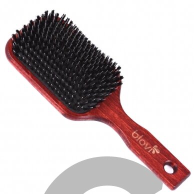 "Blovi Red Wood Brush" 24,5 cm - itin didelis medinis šepetys su natūraliais šereliais ir iššukavimo priemone, skirtas ilgaplaukėms veislėms "Blovi Red Wood Brush" 24,5 cm - itin didelis medinis šepetys su natūraliais šereliais ir iššukavimo priemone, skirtas ilgaplaukėms veislėms