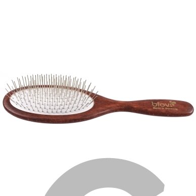 Blovi Red Wood Soft Pin Brush - didelis medinis šepetys su 21 mm metaliniais smeigtukais, labai minkštas (jorkšyrų, maltiečių, ši cu šunims) 5