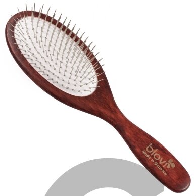 Blovi Red Wood Soft Pin Brush - didelis medinis šepetys su 21 mm metaliniais smeigtukais, labai minkštas (jorkšyrų, maltiečių, ši cu šunims)