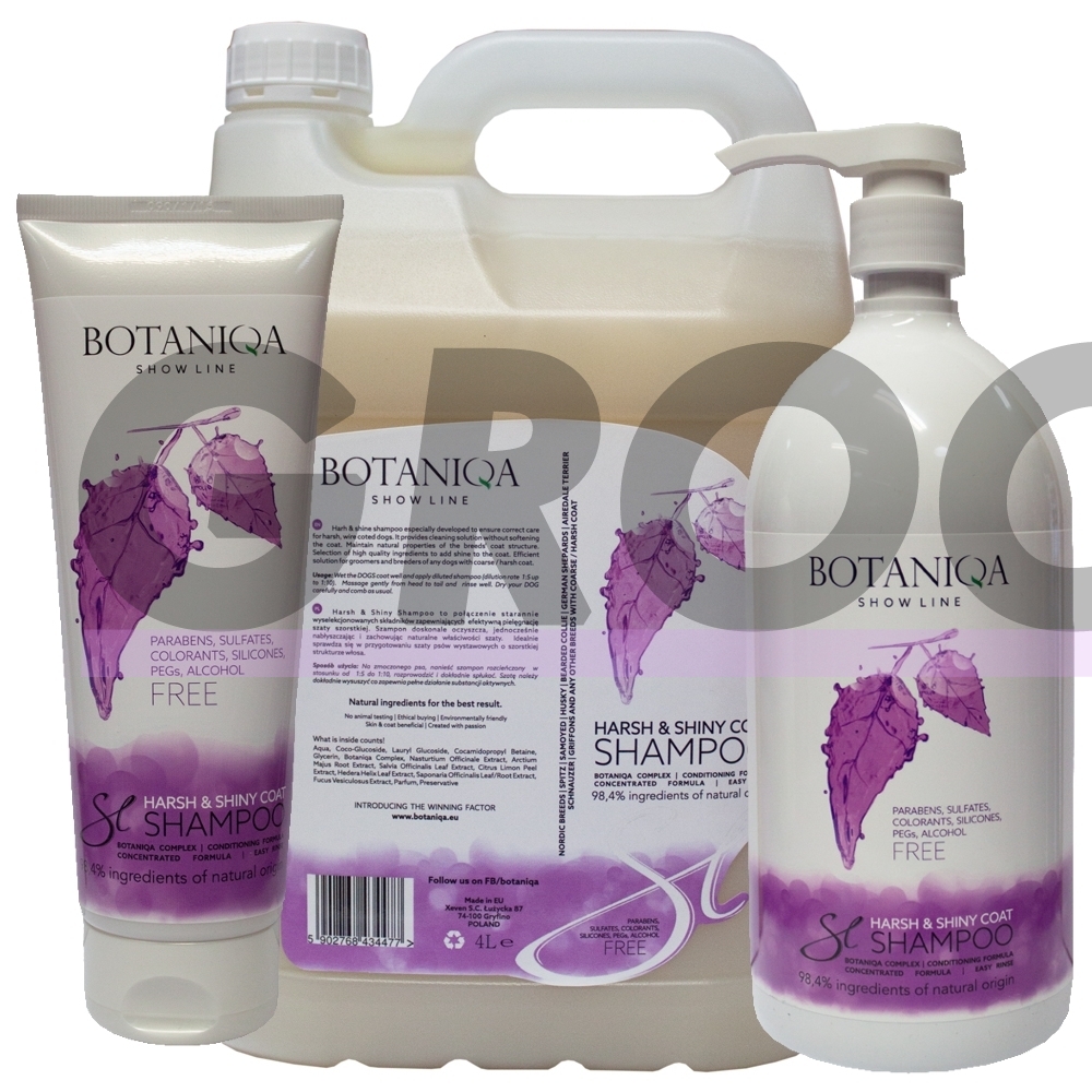 Botaniqa Show Line Harsh&Shiny Coat Shampoo - šampūnas šiurkščiaplaukiams šunims Botaniqa Show Line Harsh&Shiny Coat Shampoo - šampūnas šiurkščiaplaukiams šunims