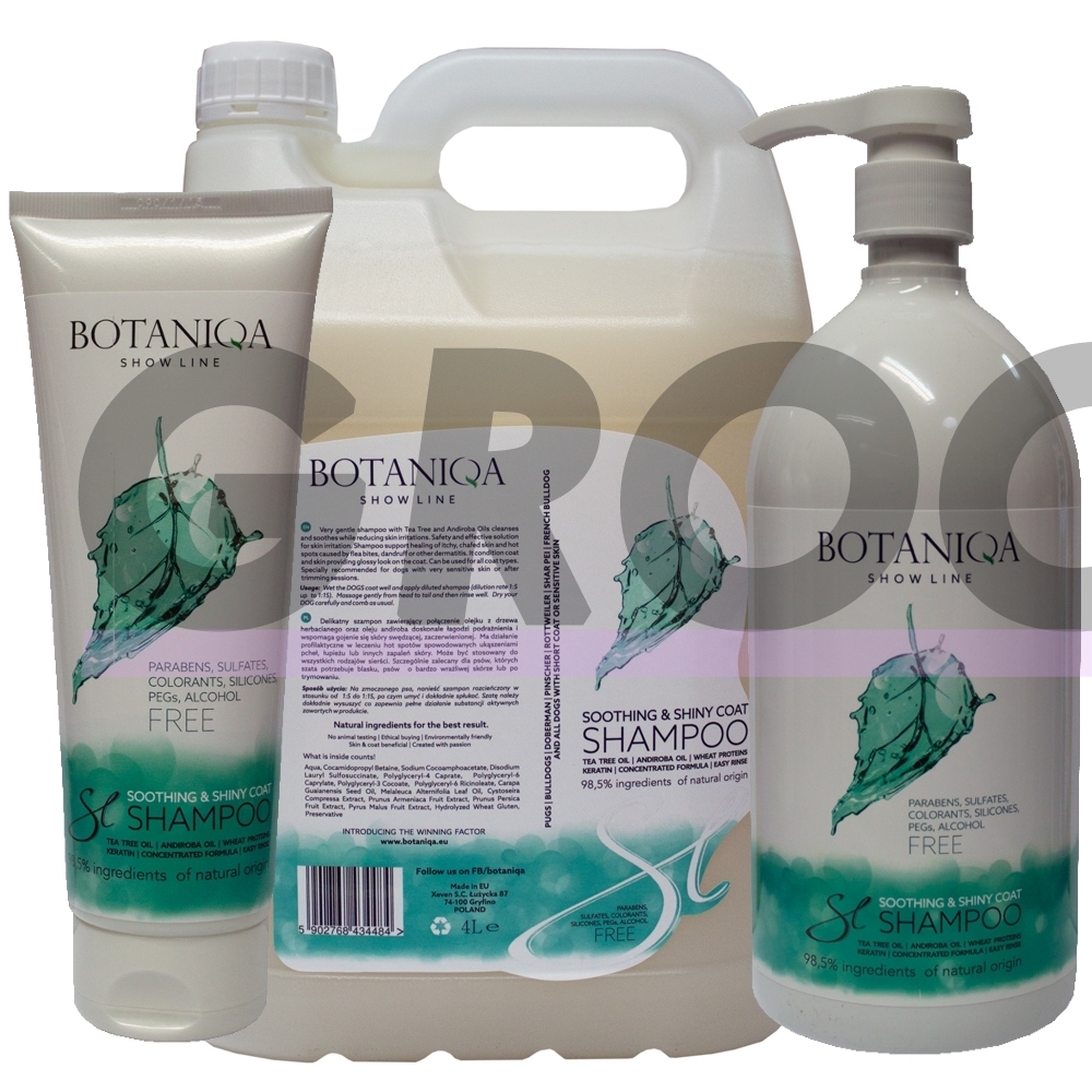 Шампунь Botaniqa Show Line Soothing&Shiny Coat успокаивает чувствительную и раздраженную кожу собак, 1:15 концентрат