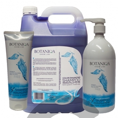 "Botaniqa Show Line Color Enhancing Shampoo" - šviesinantis šampūnas šviesiam ir baltam kailiui "Botaniqa Show Line Color Enhancing Shampoo" - šviesinantis šampūnas šviesiam ir baltam kailiui