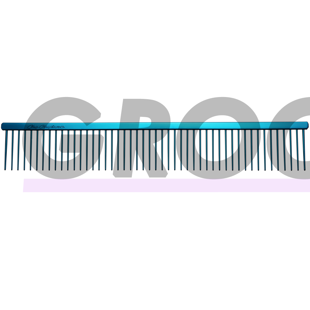 Chris Christensen Poodle Comb 24cm - profesionalios, didelės ir metalinės šukos su plačiais tarpeliais tarp dantų 2