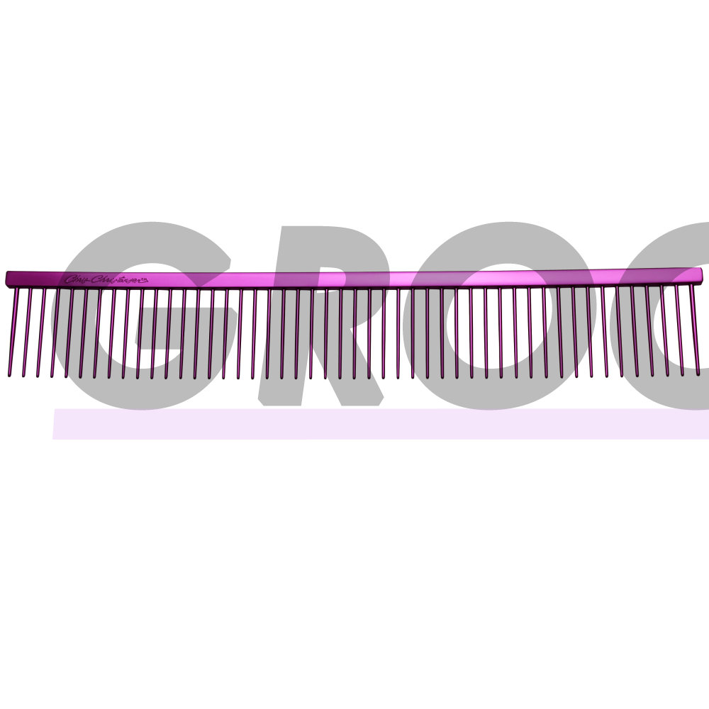 Chris Christensen Poodle Comb 24cm - profesionalios, didelės ir metalinės šukos su plačiais tarpeliais tarp dantų 1