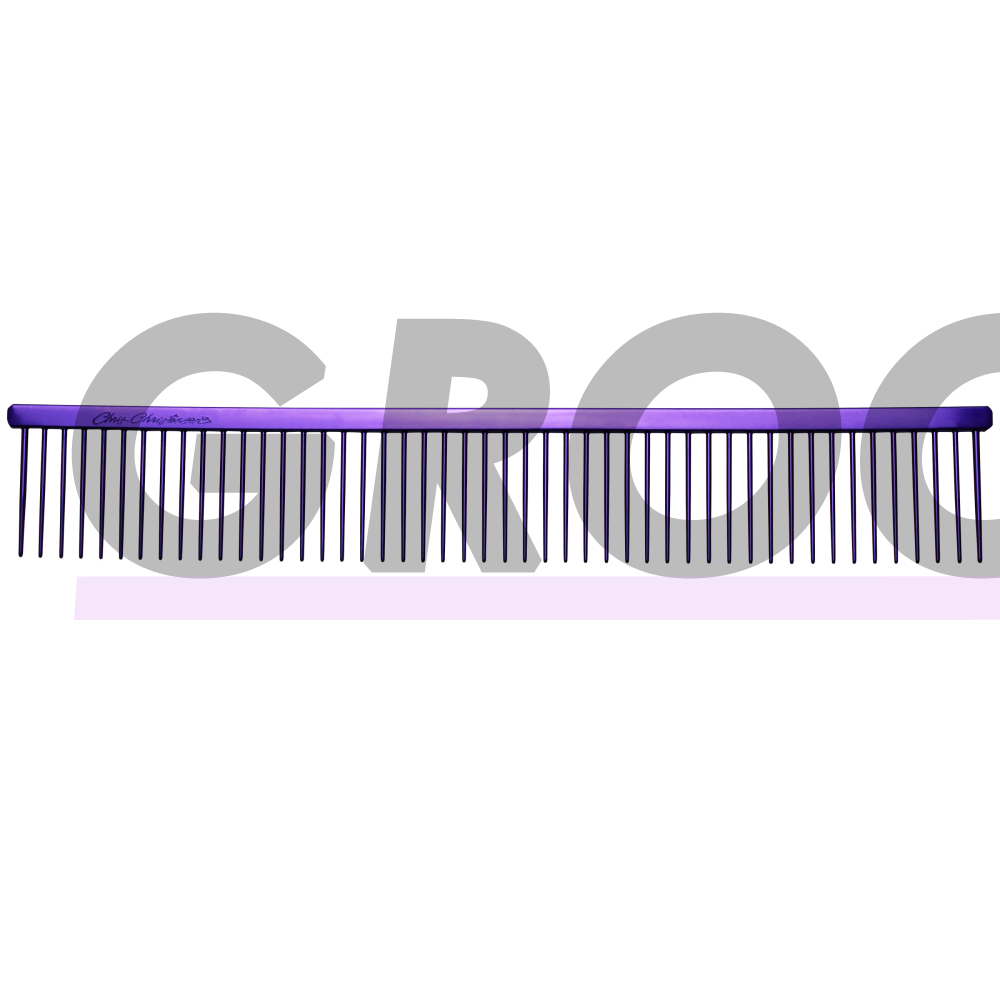Chris Christensen Poodle Comb 24cm - profesionalios, didelės ir metalinės šukos su plačiais tarpeliais tarp dantų 3