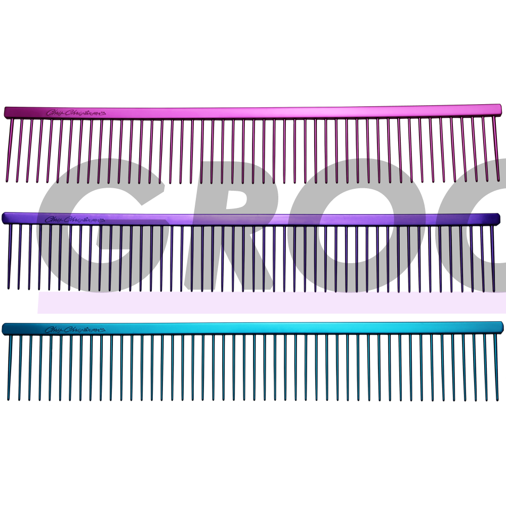 Chris Christensen Poodle Comb 24cm - profesionalios, didelės ir metalinės šukos su plačiais tarpeliais tarp dantų