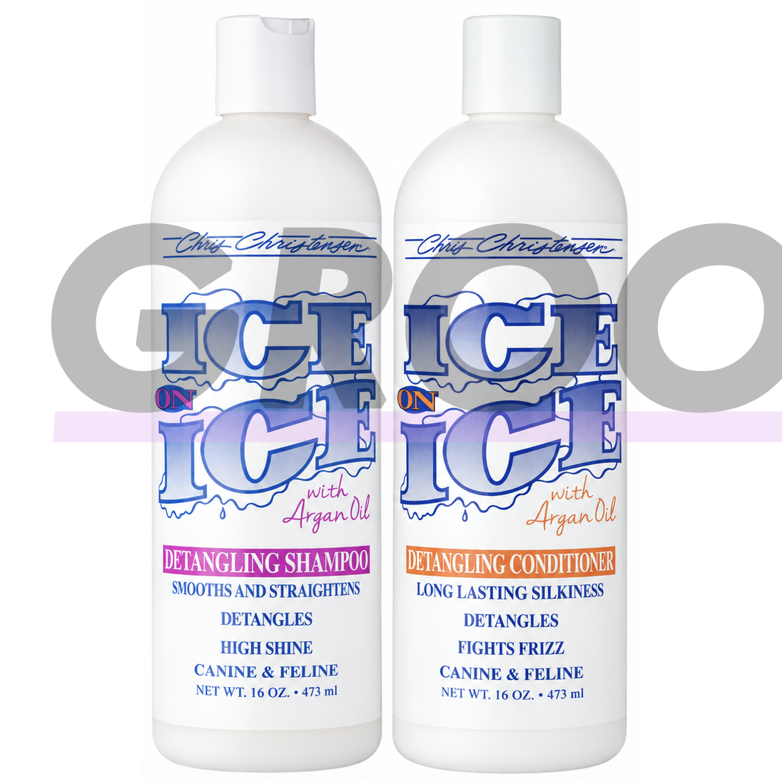 Chris Christensen Ice on Ice Detangling – drėkinamojo ir glotninamojo šampūno bei kondicionieriaus rinkinys su argano aliejumi sausam ir pažeistam kailiui. Chris Christensen Ice on Ice Detangling – drėkinamojo ir glotninamojo šampūno bei kondicionieriaus rinkinys su argano aliejumi sausam ir pažeistam kailiui.
