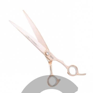 Chris Christensen Adalynn Rose Curved Scissors - profesionalios išlenktos žirklės iš japoniško plieno su titano danga 1 Chris Christensen Adalynn Rose Curved Scissors - profesionalios išlenktos žirklės iš japoniško plieno su titano danga 1