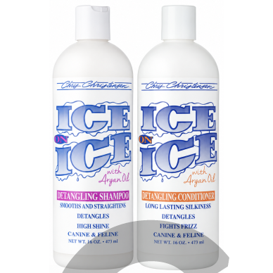Chris Christensen Ice on Ice Detangling – drėkinamojo ir glotninamojo šampūno bei kondicionieriaus rinkinys su argano aliejumi sausam ir pažeistam kailiui. Chris Christensen Ice on Ice Detangling – drėkinamojo ir glotninamojo šampūno bei kondicionieriaus rinkinys su argano aliejumi sausam ir pažeistam kailiui.