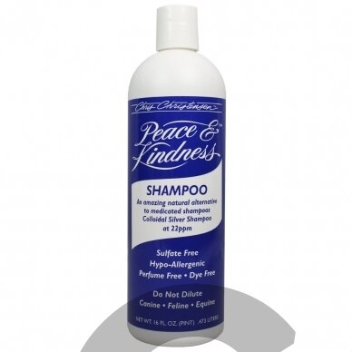 Chris Christensen Peace & Kindness Shampoo - efektyvus gydomasis šampūnas su koloidiniu sidabru Chris Christensen Peace & Kindness Shampoo - efektyvus gydomasis šampūnas su koloidiniu sidabru