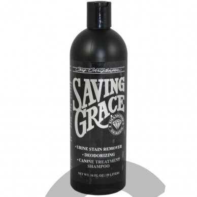 Chris Christensen Saving Grace Shampoo - šampūnas šlapimo dėmėms pašalinti ir nemaloniems kvapams neutralizuoti Chris Christensen Saving Grace Shampoo - šampūnas šlapimo dėmėms pašalinti ir nemaloniems kvapams neutralizuoti
