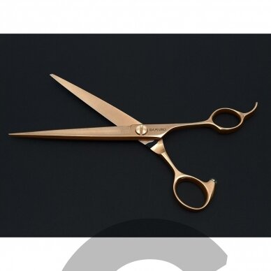 SAMURO Rose Gold scissors straight wider blade 7.5 - Tiesios žirklės gyvūnams platesnė geležtė  440C 1
