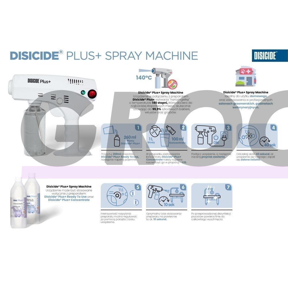 "Disicide® Plus+" purškimo mašina - profesionalus purkštuvas / pistoletas dezinfekcijai garais 3 "Disicide® Plus+" purškimo mašina - profesionalus purkštuvas / pistoletas dezinfekcijai garais 3