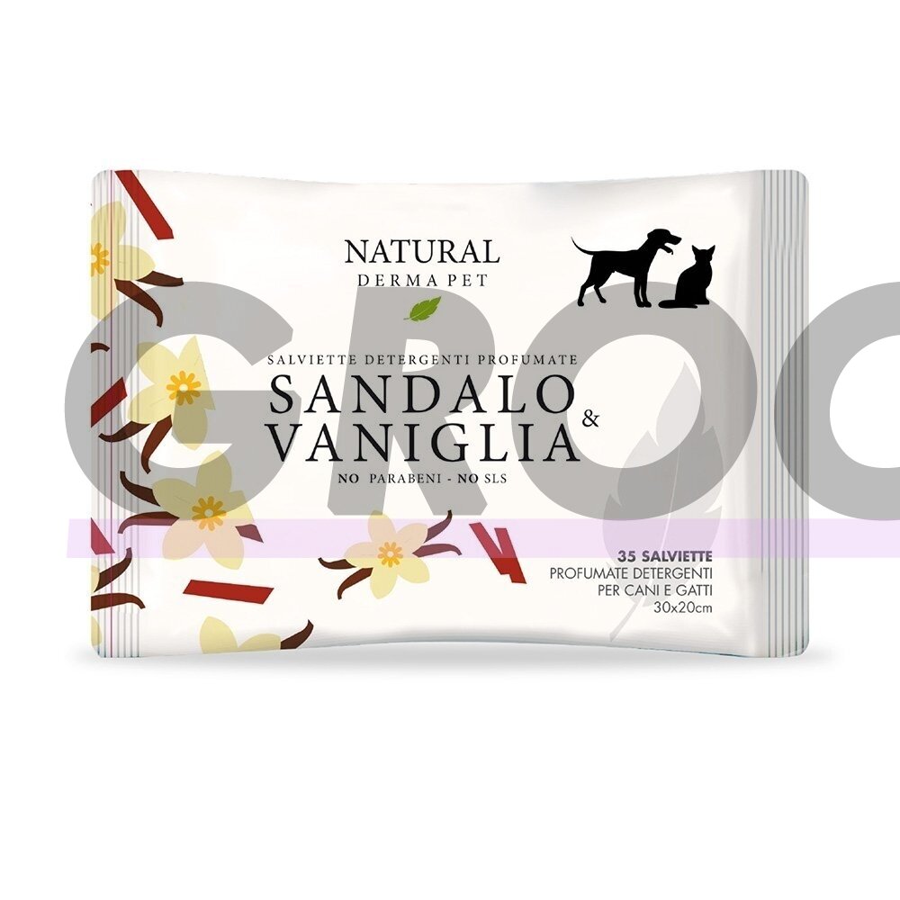 Drėgnos servetėlės šunims ir katėms kailio higienai su sandalmedžio ir vanilės aromatu - 35vnt 1