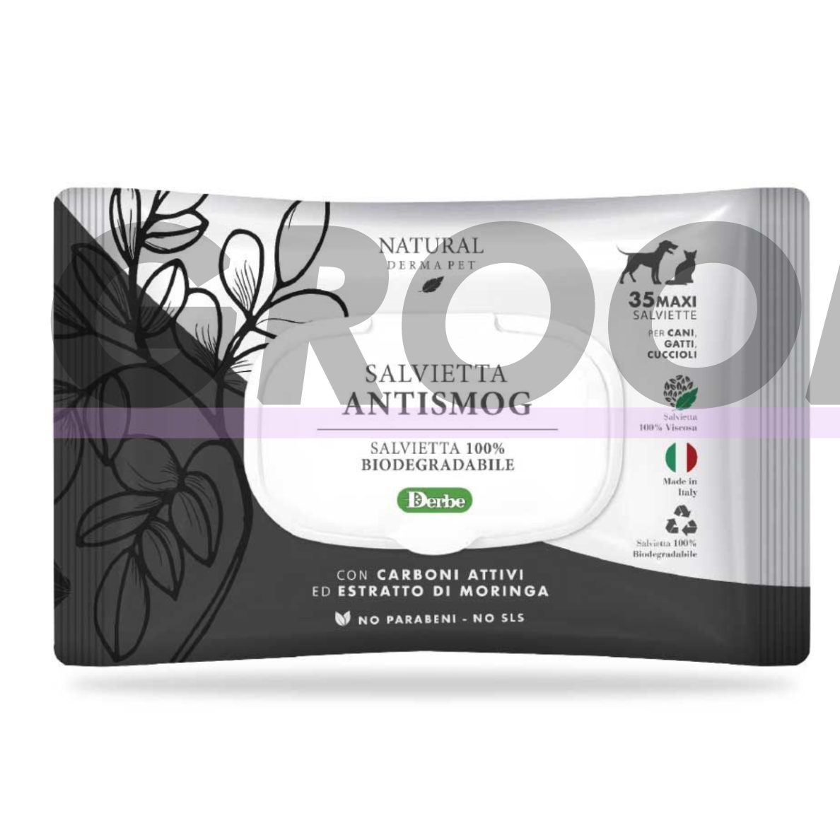 Drėgnos servetėlės šunims ir katėms kailio higienai - apsauga nuo smogo su anglimi ir moringa