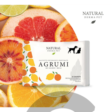 Drėgnos servetėlės šunims ir katėms kailio higienai su citrusinių vaisių aromatu - 35vnt