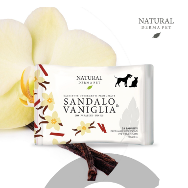 Drėgnos servetėlės šunims ir katėms kailio higienai su sandalmedžio ir vanilės aromatu - 35vnt
