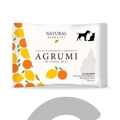 Drėgnos servetėlės šunims ir katėms kailio higienai su citrusinių vaisių aromatu - 35vnt Drėgnos servetėlės šunims ir katėms kailio higienai su citrusinių vaisių aromatu - 35vnt