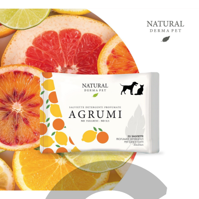 Drėgnos servetėlės šunims ir katėms kailio higienai su citrusinių vaisių aromatu - 35vnt 1