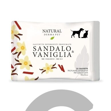 Drėgnos servetėlės šunims ir katėms kailio higienai su sandalmedžio ir vanilės aromatu - 35vnt 1