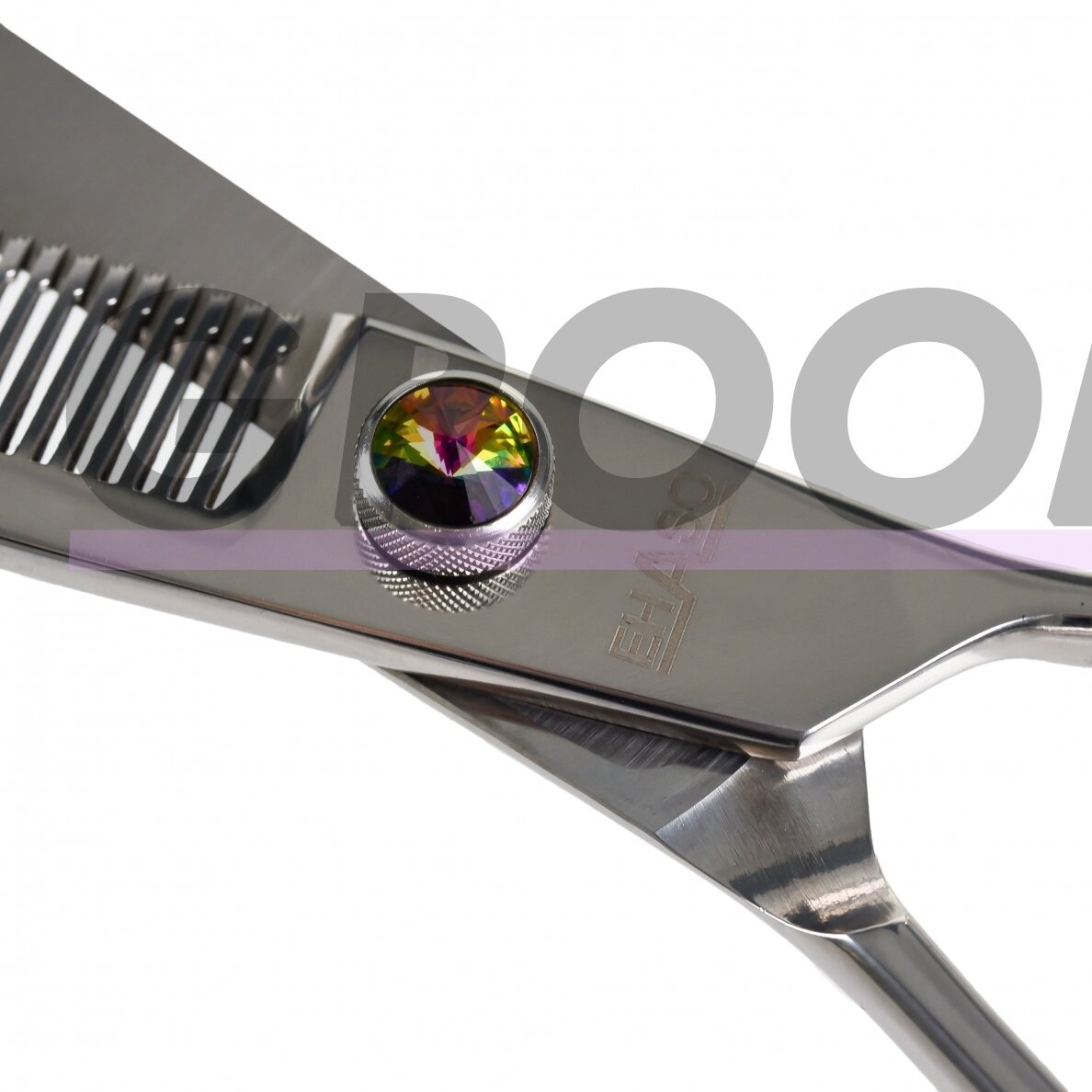 „Ehaso Revolution Curved Thinning 7,5“- profesionalios vienpusės išlenktos filiravimo žirklės, pagamintos iš aukščiausios kokybės kieto japoniško plieno, 23 dantukai. 1 „Ehaso Revolution Curved Thinning 7,5“- profesionalios vienpusės išlenktos filiravimo žirklės, pagamintos iš aukščiausios kokybės kieto japoniško plieno, 23 dantukai. 1
