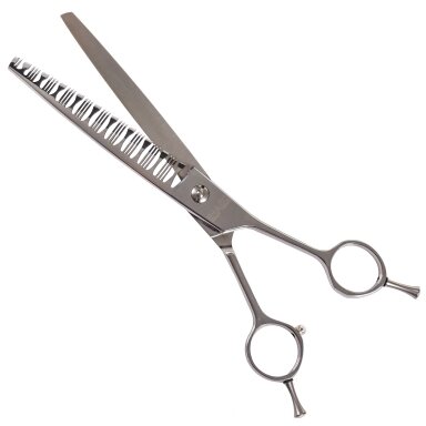 „Ehaso Revolution New Dimension Thinning 7,5“- profesionalios vienpusės filiravimo žirklės su dviejų tipų dantukais.