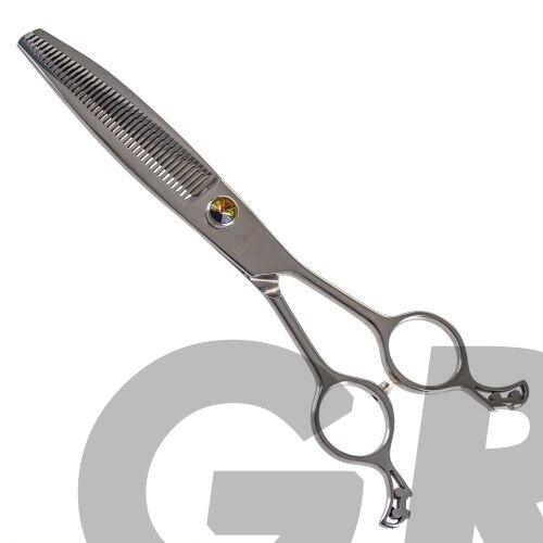 „Ehaso Revolution Curved Thinning 7“- profesionalios vienpusės išlenktos filiravimo žirklės, pagamintos iš aukščiausios kokybės, kieto japoniško plieno, 41 dantukai. 1