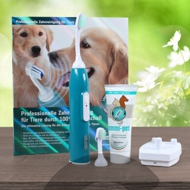 Emmi-Pet Basic Set - profesionalus ultragarsinis dantų šepetėlis gyvūnų dantų akmenims šalinti 1 Emmi-Pet Basic Set - profesionalus ultragarsinis dantų šepetėlis gyvūnų dantų akmenims šalinti 1