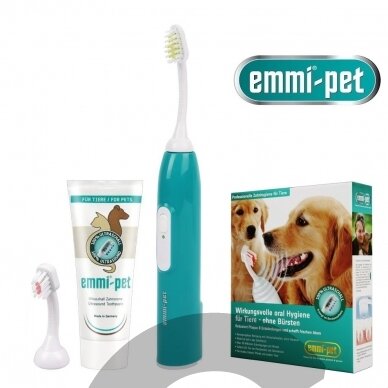 Emmi-Pet Basic Set - profesionalus ultragarsinis dantų šepetėlis gyvūnų dantų akmenims šalinti Emmi-Pet Basic Set - profesionalus ultragarsinis dantų šepetėlis gyvūnų dantų akmenims šalinti