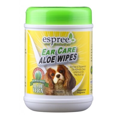 Espree Ear Care Aloe Wipes 60 - ausų priežiūros servetėlės su alaviju šunims 60 vnt. Espree Ear Care Aloe Wipes 60 - ausų priežiūros servetėlės su alaviju šunims 60 vnt.