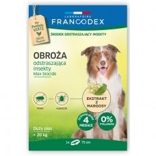 Francodex Repellent Colar - apykaklė nuo erkių ir blusų dideliems šunims, virš 20 kg.