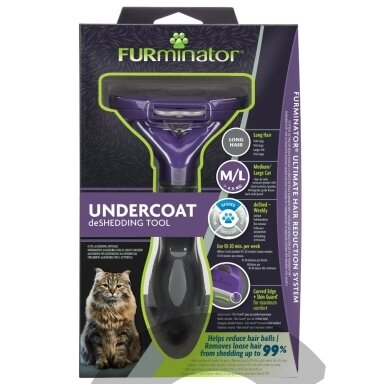 Furminatorius ilgaplaukėms katėms su FURejector mygtuku, M/L
