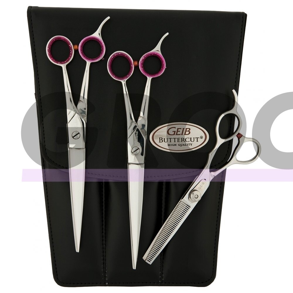 Geib Gator Scissors Set 7,5 "- profesionalių žirklių ir filiravimo žirklių rinkinys iš japoniško nerūdijančio plieno, 3 vnt.