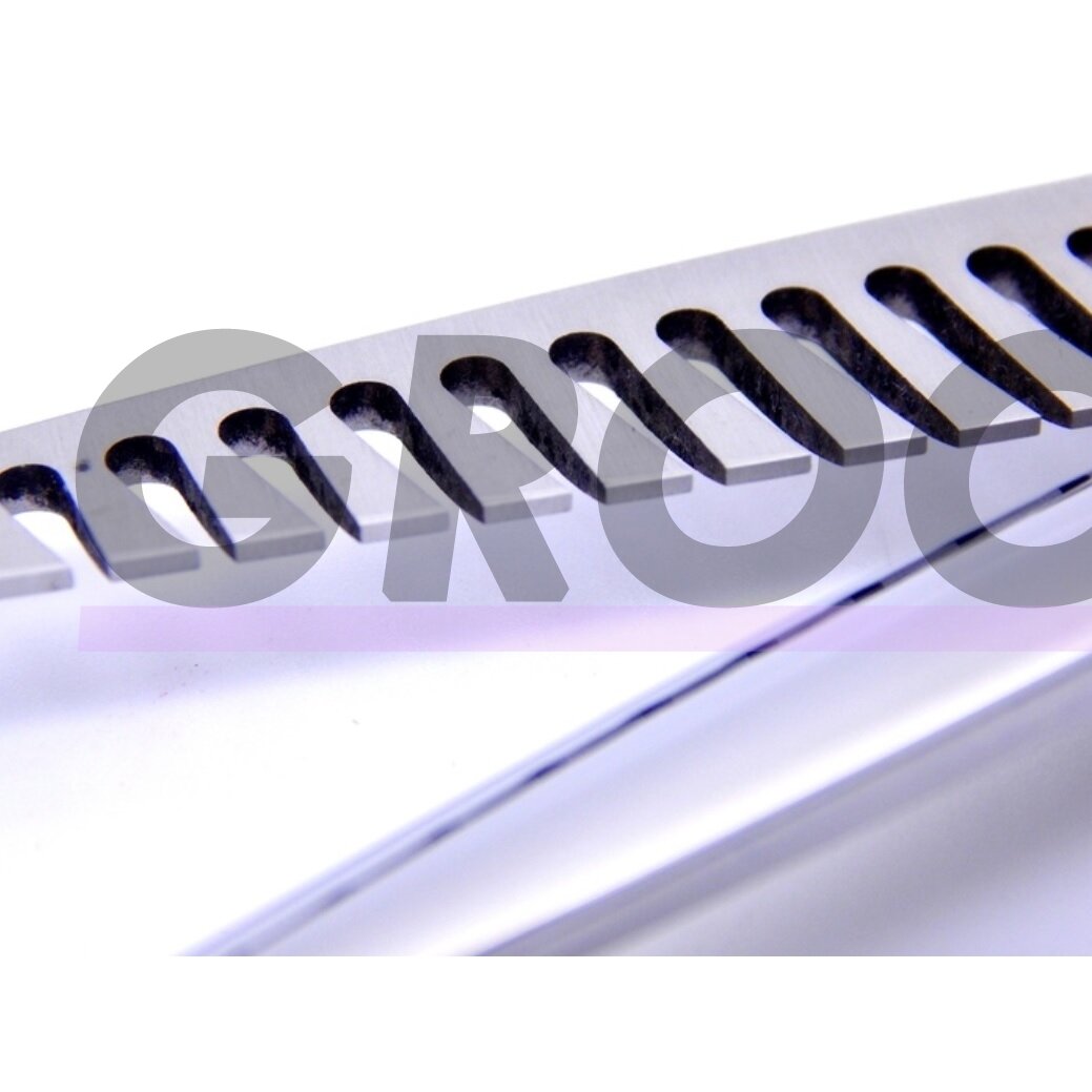 Geib Super Gator Chunker 7,5 "- profesionalios vienpusės filiravimo žirklės su ergonomiška rankena, pagamintos iš trigubai grūdinto nerūdijančio plieno. 2 Geib Super Gator Chunker 7,5 "- profesionalios vienpusės filiravimo žirklės su ergonomiška rankena, pagamintos iš trigubai grūdinto nerūdijančio plieno. 2