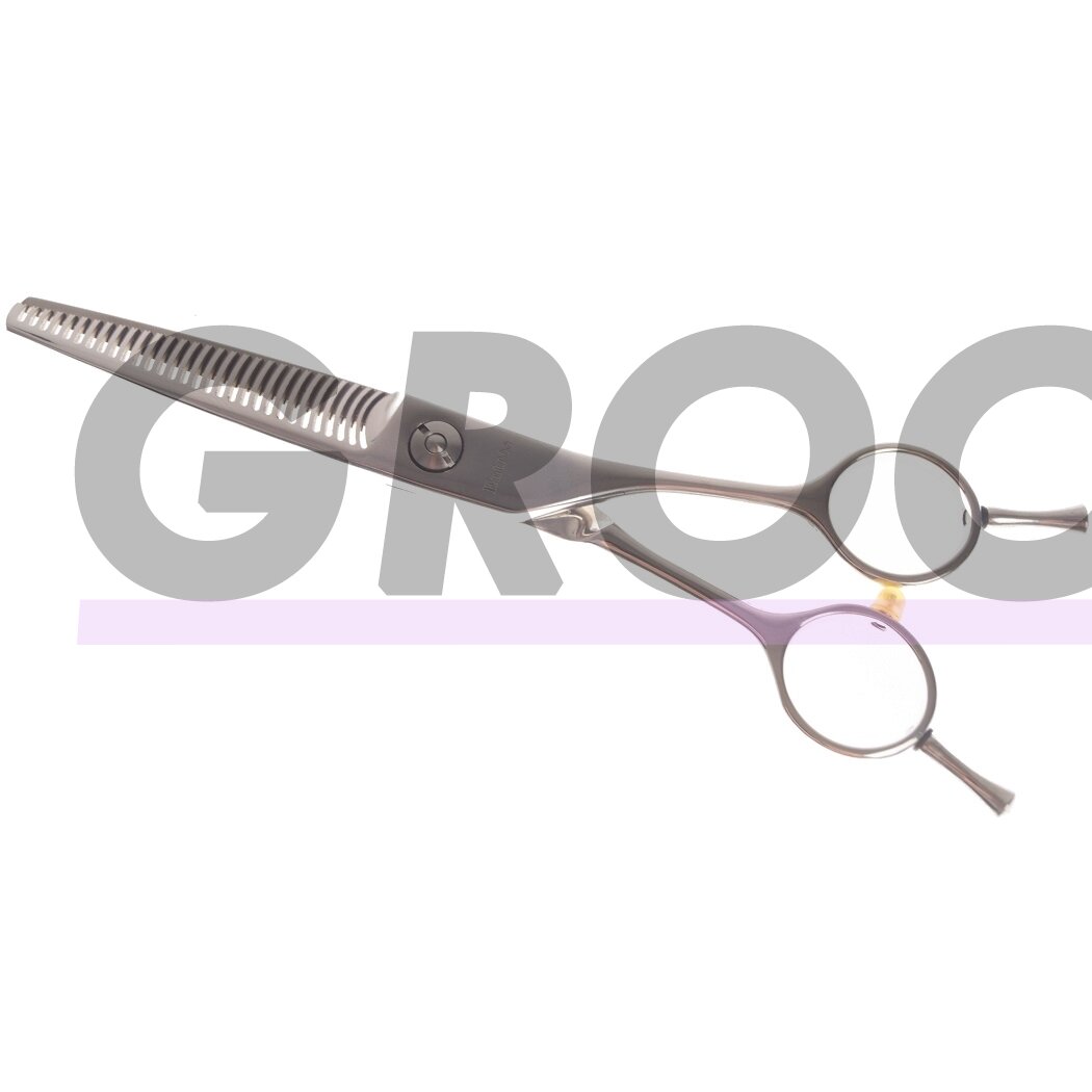 Geib Entree Double Thinning 6 "- aukštos kokybės dvipusės filiravimo žirklės, pagamintos iš japoniško plieno, 30 dantukų. Geib Entree Double Thinning 6 "- aukštos kokybės dvipusės filiravimo žirklės, pagamintos iš japoniško plieno, 30 dantukų.