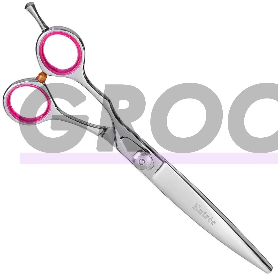 Geib Entree Left Curved Scissor 8,5" – aukštos kokybės japoniško plieno priežiūros žirklės, lenktos kairiarankiams.