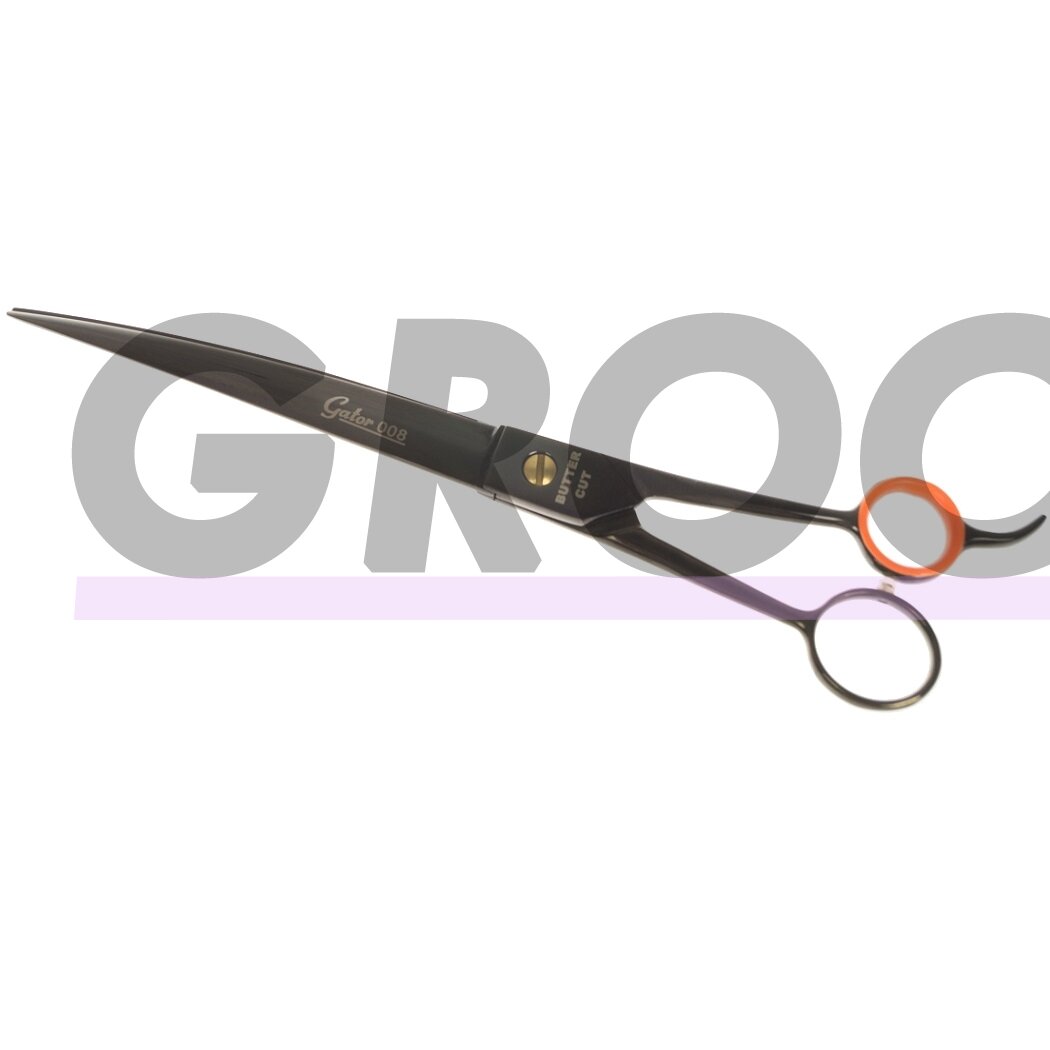 „Geib Gator 008“ išlenktos žirklės - profesionalios japoniškos nerūdijančio plieno išlenktos žirklės su juoda apdaila - dydis: 9,5". „Geib Gator 008“ išlenktos žirklės - profesionalios japoniškos nerūdijančio plieno išlenktos žirklės su juoda apdaila - dydis: 9,5".