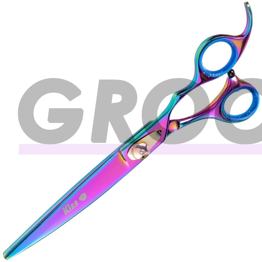 Geib Gold Rainbow Kiss Curved Scissors - aukštos kokybės lenktos žirklės su mikro pjūviu ir vaivorykštės apdaila - Dydis: 8,5 ". Geib Gold Rainbow Kiss Curved Scissors - aukštos kokybės lenktos žirklės su mikro pjūviu ir vaivorykštės apdaila - Dydis: 8,5 ".