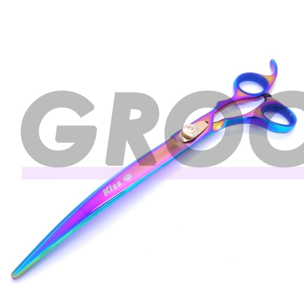 Geib Gold Rainbow Kiss Curved Scissors - aukštos kokybės lenktos žirklės su mikro pjūviu ir vaivorykštės apdaila - Dydis: 9,5 ". Geib Gold Rainbow Kiss Curved Scissors - aukštos kokybės lenktos žirklės su mikro pjūviu ir vaivorykštės apdaila - Dydis: 9,5 ".