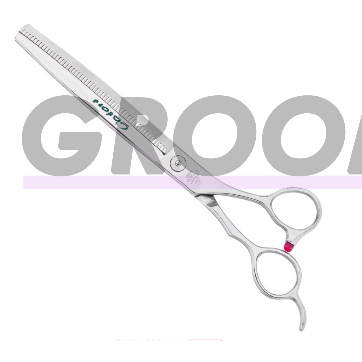 „Geib Gator Blender 7,5"“ – vienpusės filiravimo (retinimo) žirklės iš japoniško plieno, su 54 dantukais. 2 „Geib Gator Blender 7,5"“ – vienpusės filiravimo (retinimo) žirklės iš japoniško plieno, su 54 dantukais. 2