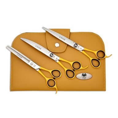 Geib Crab Scissors Set Level 1 - profesionalių žirklių ir filiravimo žirklių rinkinys iš japoniško nerūdijančio plieno, 3 vnt.
