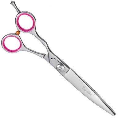 Geib Entree Left Curved Scissor 8,5" – aukštos kokybės japoniško plieno priežiūros žirklės, lenktos kairiarankiams.