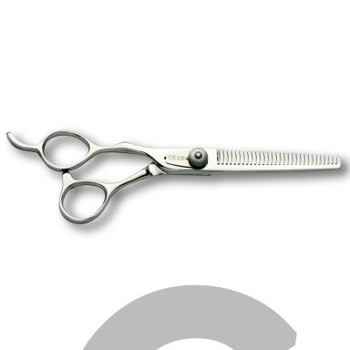 „Geib Entree Lefty Thinner“- aukštos kokybės vienpusės japoniško plieno žirklės, skirtos kairiarankiams- Dydis: 6,5 colio- 30 dantukų.