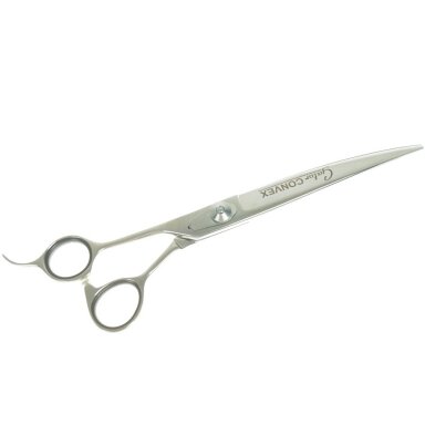 „Geib Gator Lefty Convex Scissor 8,5“-profesionalios žirklės, pagamintos iš japoniško nerūdijančio plieno, su vienpusiais mikropjūviais ir išgaubtais ašmenimis, kairiarankiams.