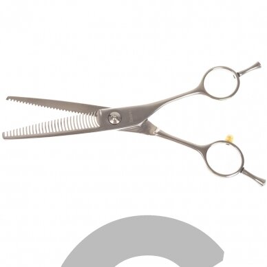 Geib Entree Double Thinning 6 "- aukštos kokybės dvipusės filiravimo žirklės, pagamintos iš japoniško plieno, 30 dantukų. 1 Geib Entree Double Thinning 6 "- aukštos kokybės dvipusės filiravimo žirklės, pagamintos iš japoniško plieno, 30 dantukų. 1