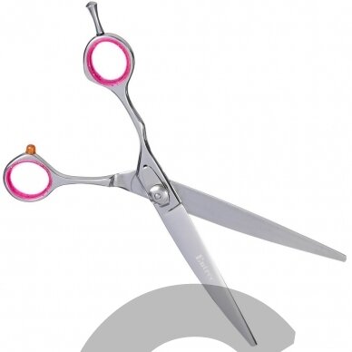 Geib Entree Left Curved Scissor 8,5" – aukštos kokybės japoniško plieno priežiūros žirklės, lenktos kairiarankiams. 1