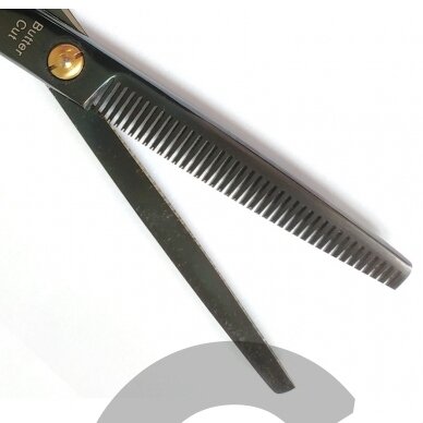 Geib Gator 008 Thinning 6,5 "- profesionalios vienpusės japoniško nerūdijančio plieno filiravimo žirklės su juoda apdaila, 40 dantukų. 1 Geib Gator 008 Thinning 6,5 "- profesionalios vienpusės japoniško nerūdijančio plieno filiravimo žirklės su juoda apdaila, 40 dantukų. 1