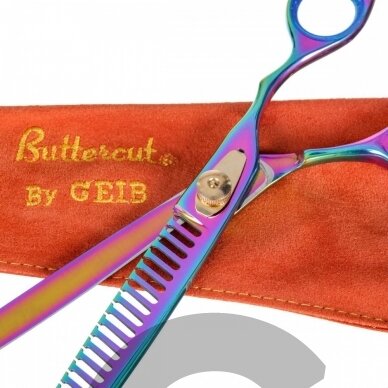 Geib Gold Rainbow Kiss Chunker 8.5 "- aukštos kokybės filiravimo žirklės su vaivorykštės apdaila, 26 dantukai. 2